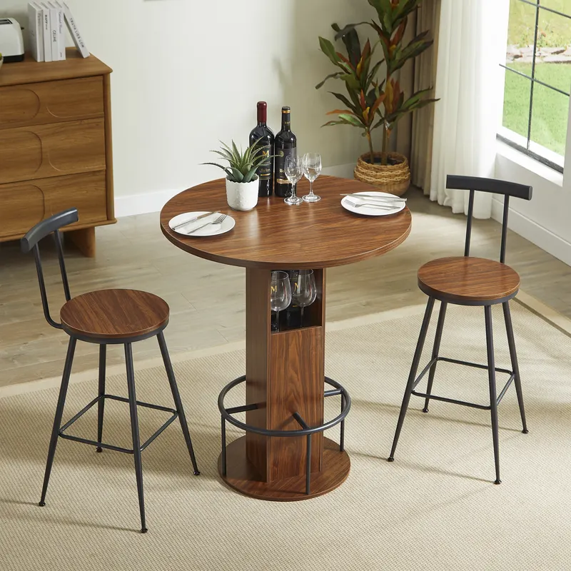 3-Piece Bar Table and Stool Set 31.5-inch Round Bar Table — photo 3