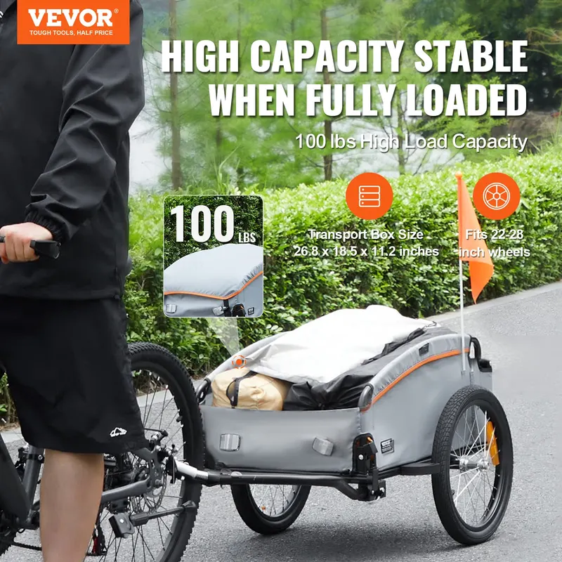 Bike Cargo Trailer — 88/100/160 Lbs Load Capacity — photo 2