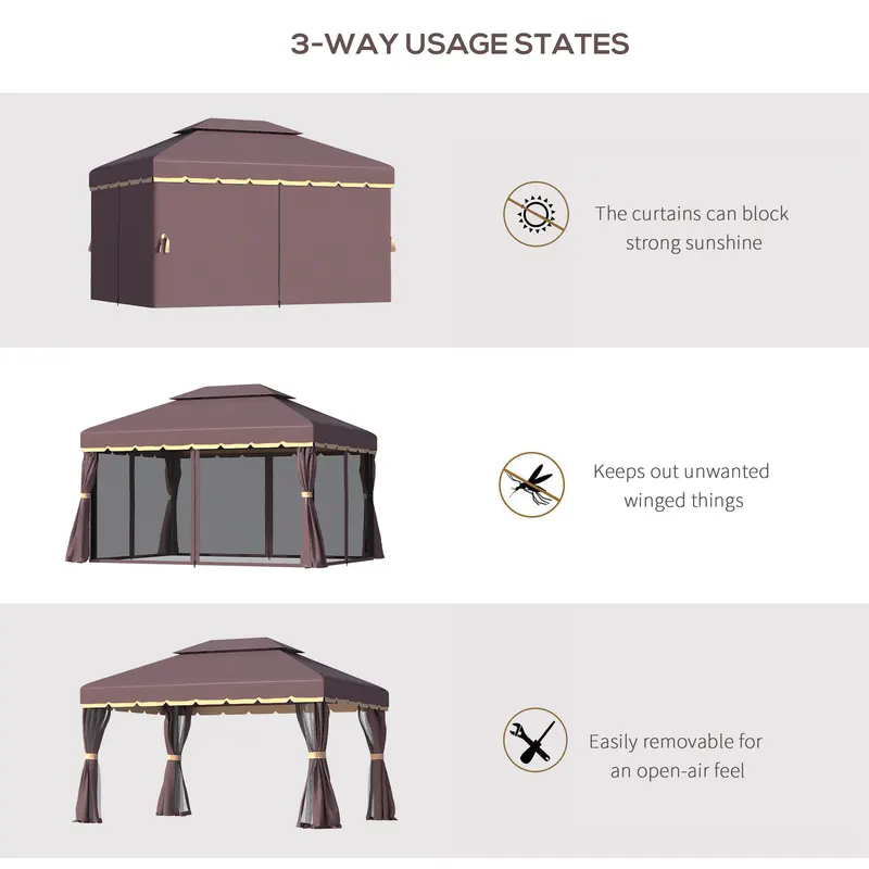 Patio Gazebo β Aluminum Frame Double Roof Outdoor Gazebo Canopy β photo 4