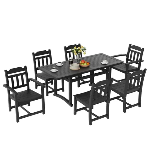 7 Pieces Patio Dining Set — Outdoor Rectangle Furniture Table