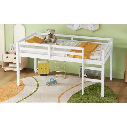 Solid Wooden β Rubber Wooden Twin Loft Bed with Ladder β photo 6