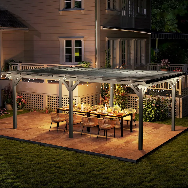 Outdoor Pergola β Wood Gazebo Grape Trellis with Stable β photo 4