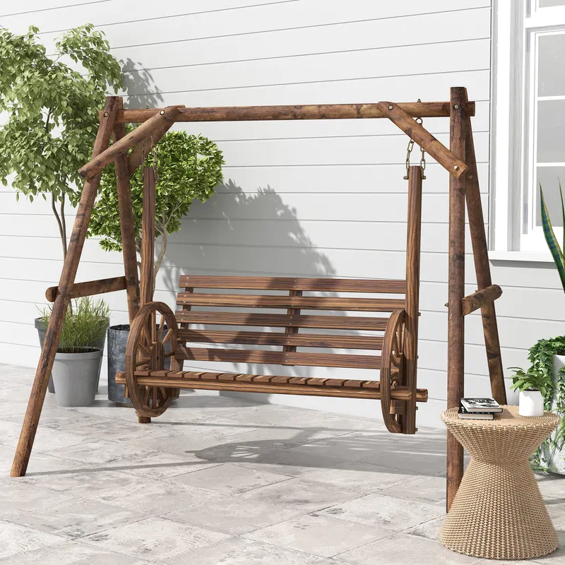 2-Seat Porch Swing with A-frame Stand β photo 2