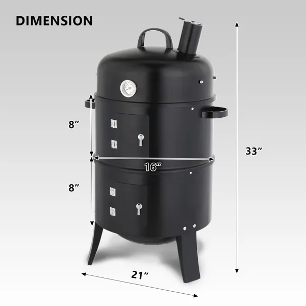 Cm — Black Cylindrical Smoker with Chimney — photo 8