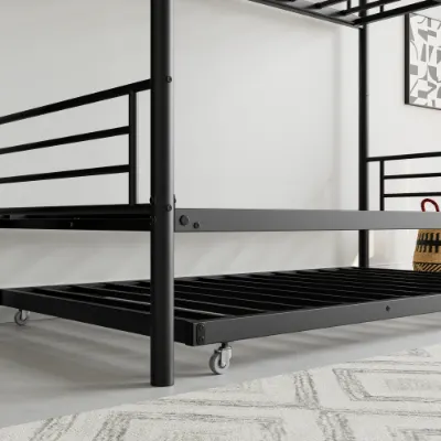Twin Bunk Bed with Trundle Metal Bunkbeds with Ladder — photo 6