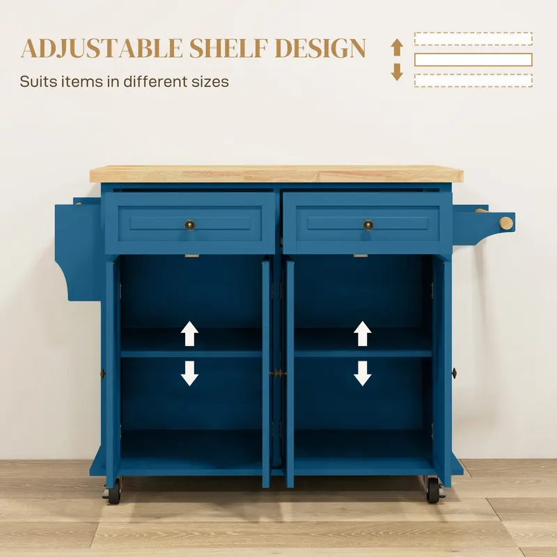 Kitchen Island on Wheels — Rolling Cart with Rubberwood Top — photo 7