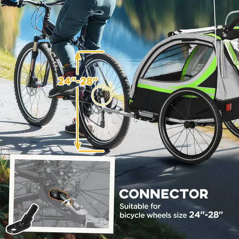 3-in-1 Bike Trailer for Kids — Running Stroller with 2 Seats — photo 8