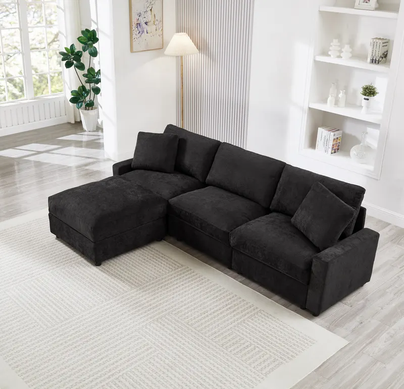 Modular Sectional Sofa β 4 Storages L-shaped Polyester Fabric β photo 3