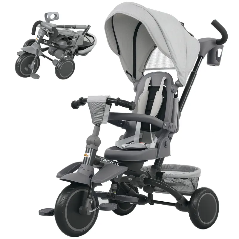 6 in 1 Kids Tricycle with Adjustable Push Handle