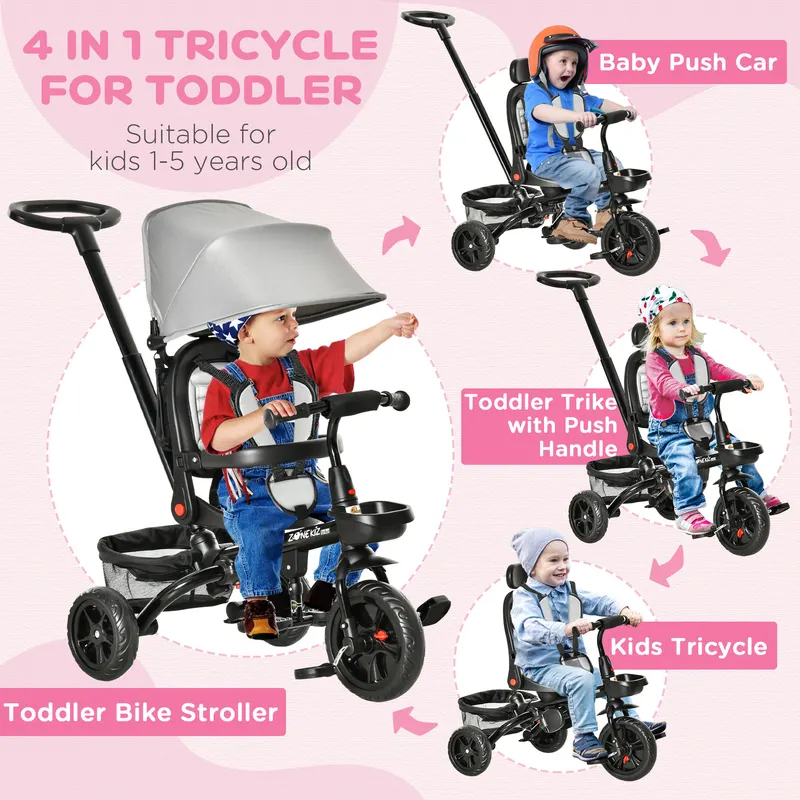 Kids Tricycle — 4 in 1 Foldable Trike with Reversible Seat — photo 8