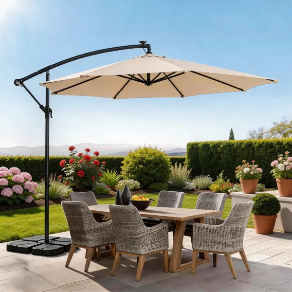 10FT Round Banana Hanging Patio Umbrella with 18 LED Lights β photo 8