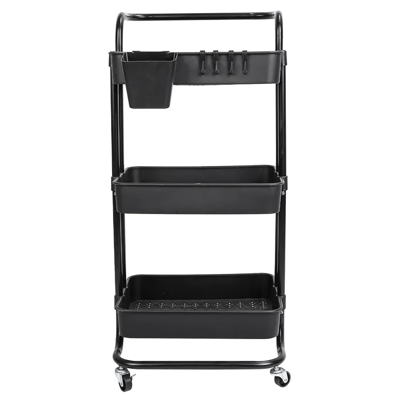 Black-white Color Options 1Pc 3 Tier Rolling Utility Cart — photo 4