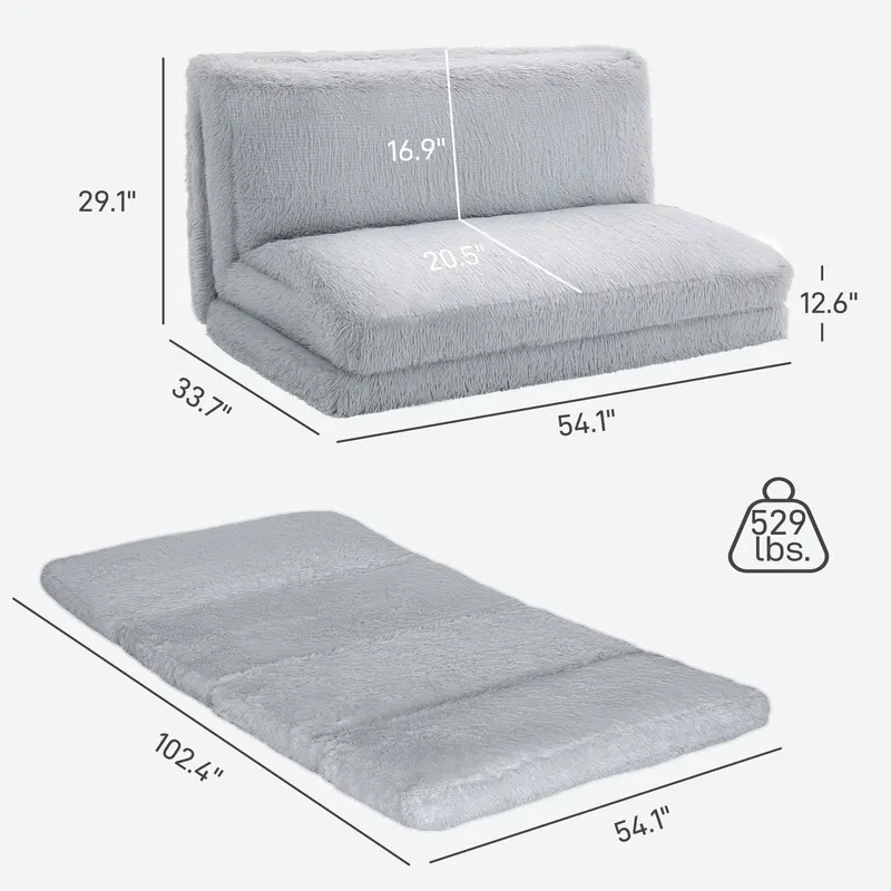 Bean Bag Floor Sofa Bed — Contemporary Plush Wide Folding Floor — photo 3