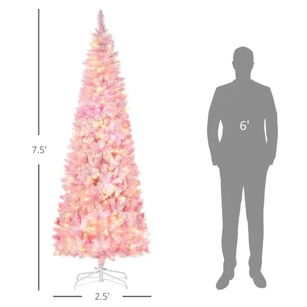 7.5 Foot Prelit Snow Flocked Artificial Christmas Tree — photo 2