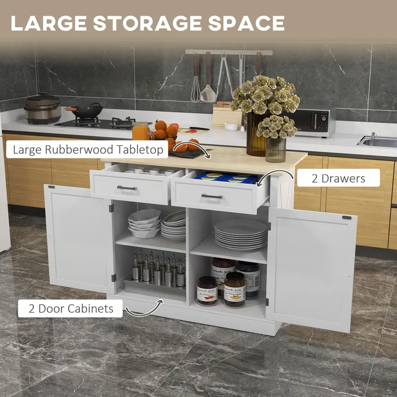 Rolling Kitchen Island with Drop Leaf Wood Breakfast Bar β photo 4