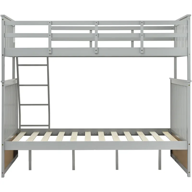 Twin Over Full Bunk Bed — Wooden Bunk Bed with Ladder and Safety — photo 4