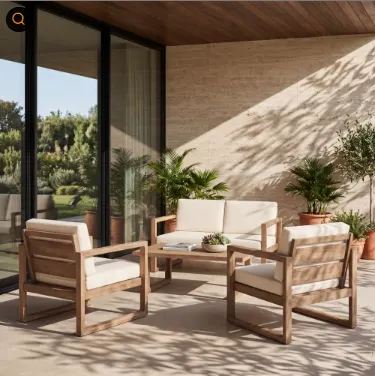 4-Pieces Acacia Wood Patio Furniture Set