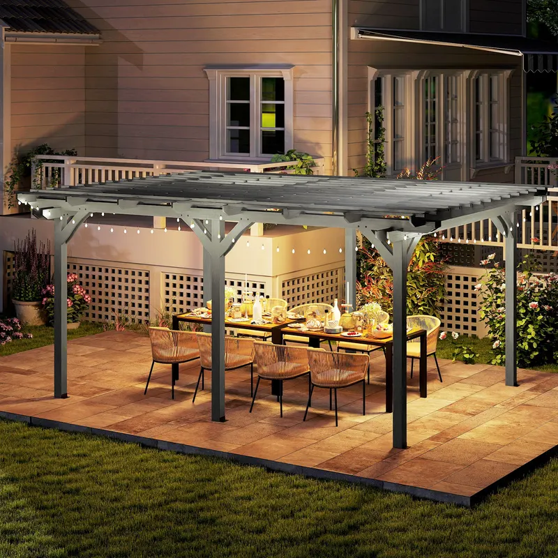 Outdoor Pergola — Wood Gazebo Grape Trellis with Stable — photo 4