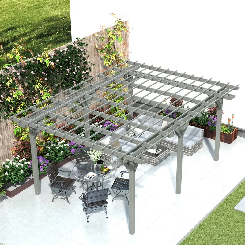 Outdoor Pergola — Wood Gazebo Grape Trellis with Stable — photo 7