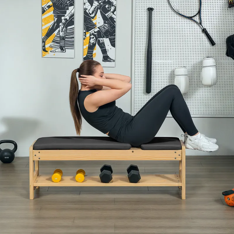 Wooden Adjustable Weight Bench with Dumbbell Rack — photo 6