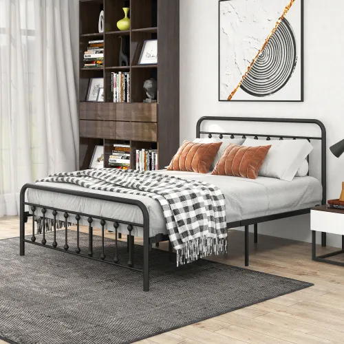 Metal Platform Bed Frame β Victorian Style Headboard Footboard