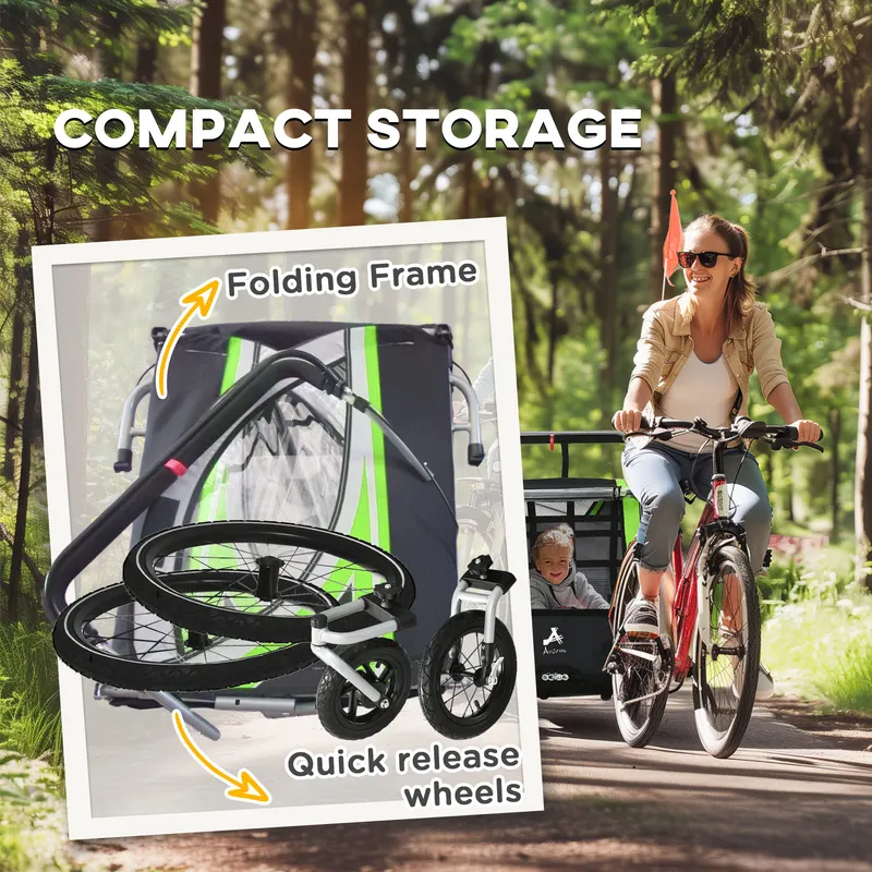 3-in-1 Bike Trailer for Kids — Running Stroller with 2 Seats — photo 7