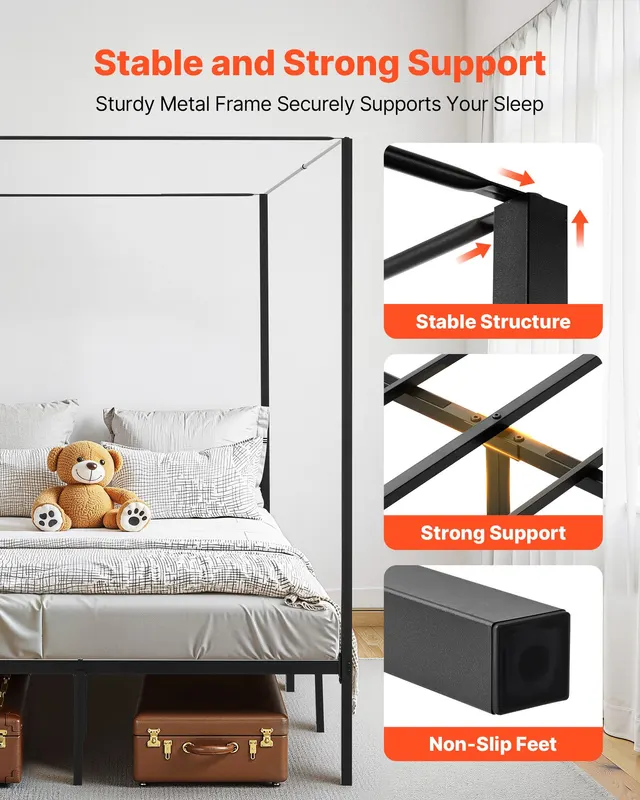 Full Size Canopy Bed Frame — Metal Canopy Bed with Four Posters — photo 5
