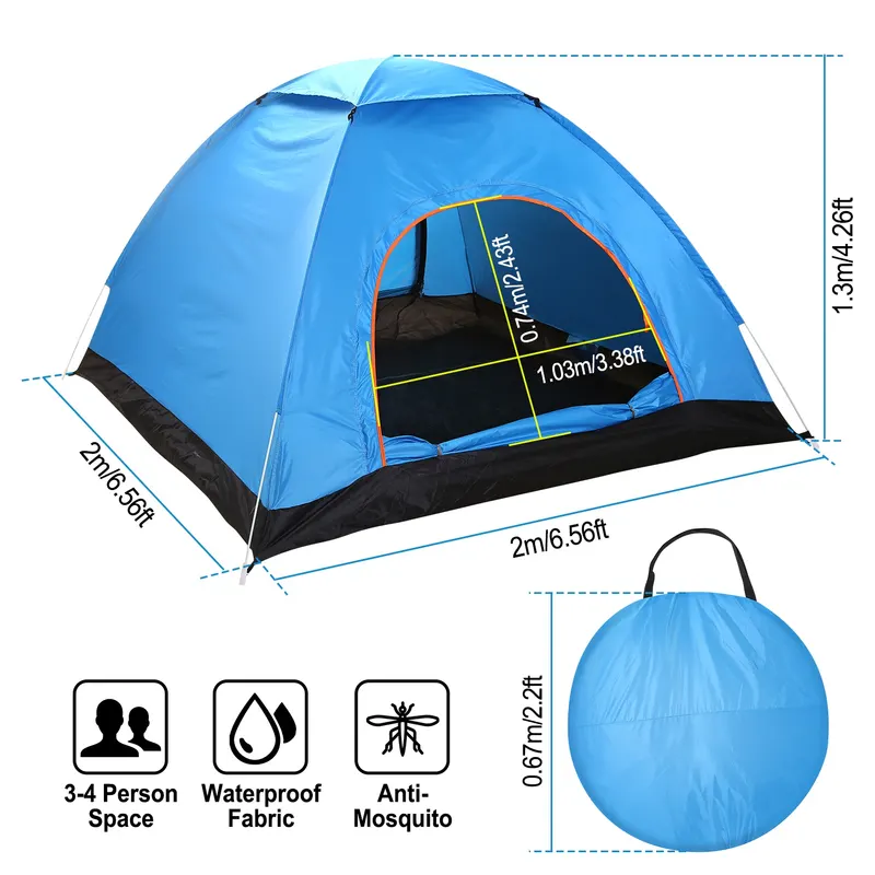 4 Persons Camping Waterproof Tent Instant Setup Tent — photo 2