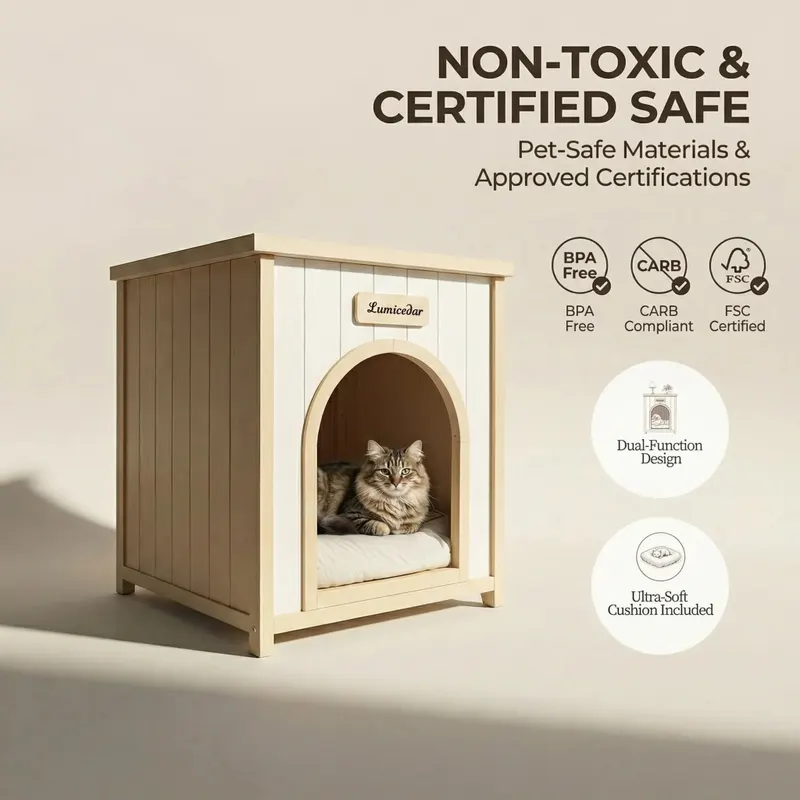 Modern Indoor Wooden Dog House with Removable Cushion — photo 7