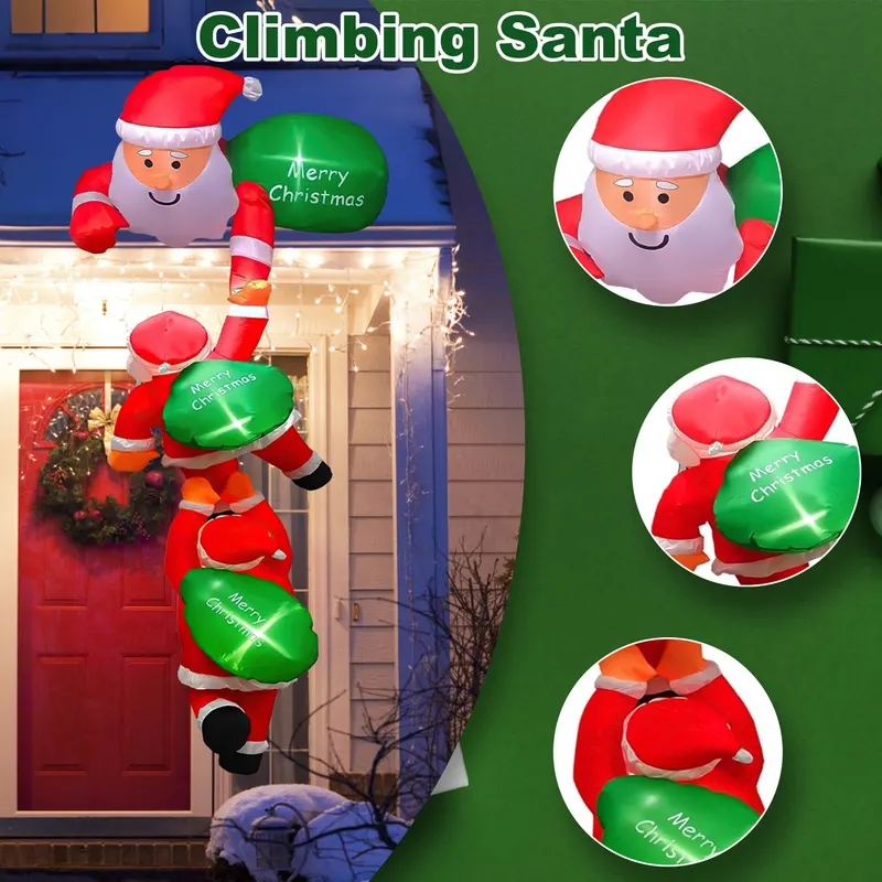 8FT Climbing Inflatable Santa Claus with Light Hanging Blow Up — photo 4