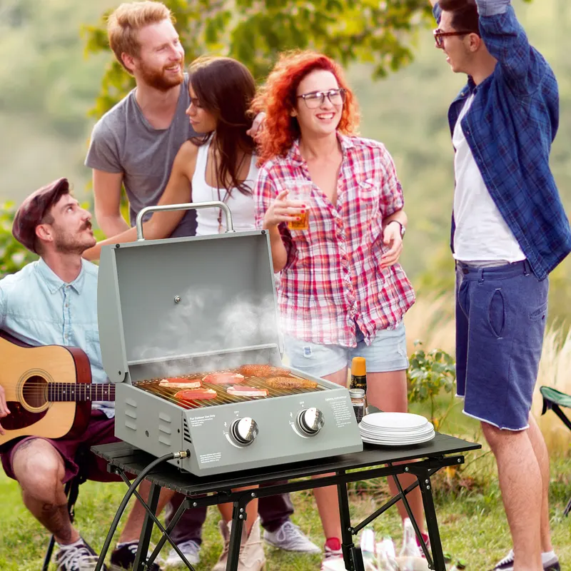 2 Burner Folding Tabletop Gas BBQ Grill w/ Lid β photo 2