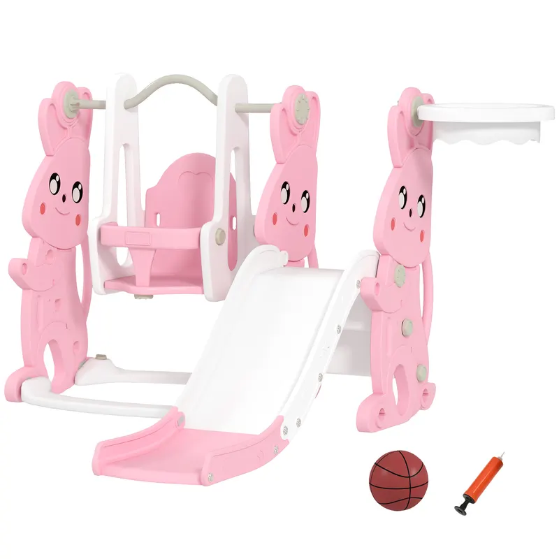 4 in 1 Toddler Slide and Swing Set with Climber