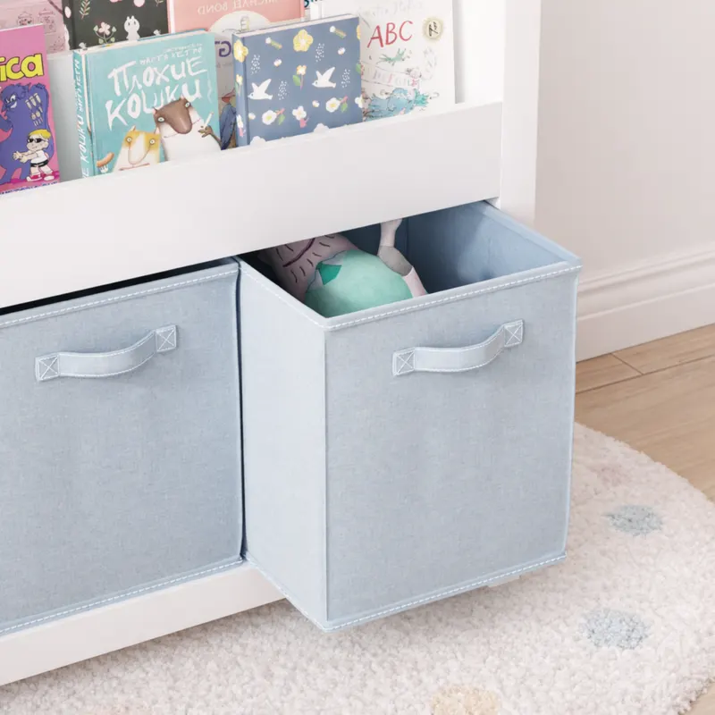 Kids Bookshelf with 3 Tier Front-facing Storage and 3 Fabric — photo 4