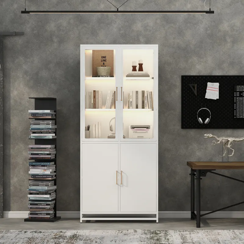 76.75 Tall Display Cabinet — with Glass Doors and LED Lights — photo 4