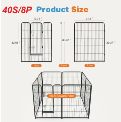 Dog Playpen Indoor Fence Height Metal Exercise Pen with Door — photo 7
