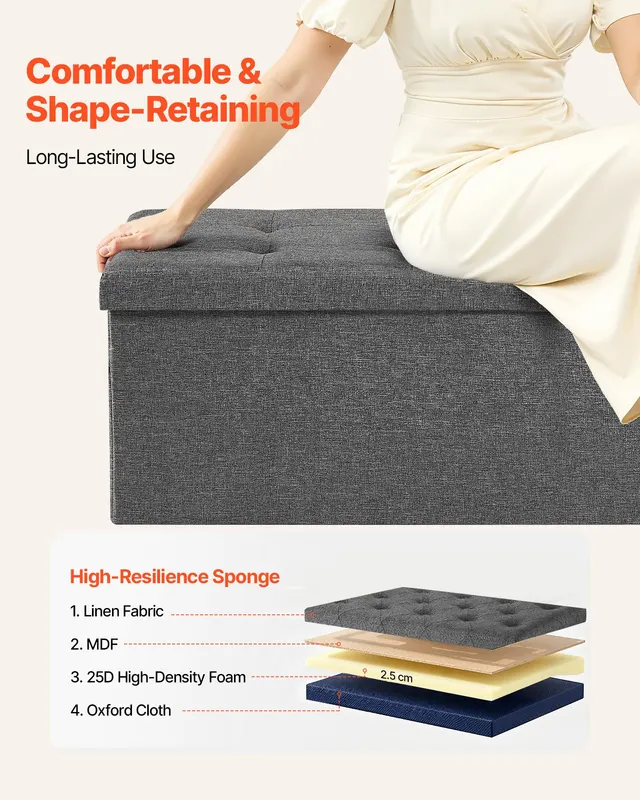 Foldable Storage Ottoman Bench — photo 4