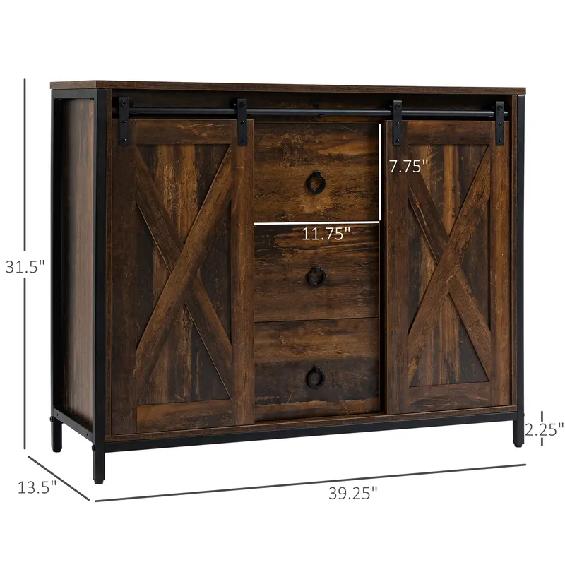 Buffet Cabinet Kitchen Sideboard with Sliding Barn Doors — photo 4