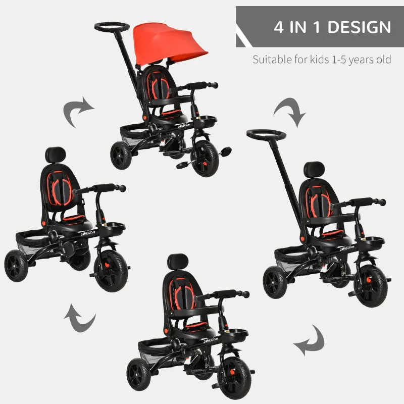 Tricycle for Toddler 4 in 1 Kids Trike with Reversible β photo 3