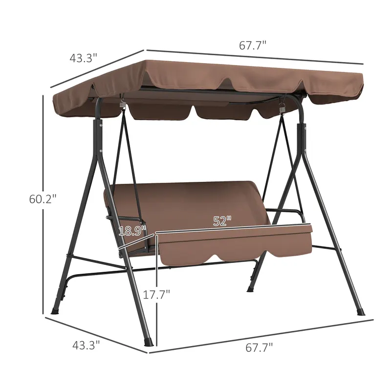 Large Family Swing Set β 3-Seat Adjustable Canopy Swing Bench β photo 4