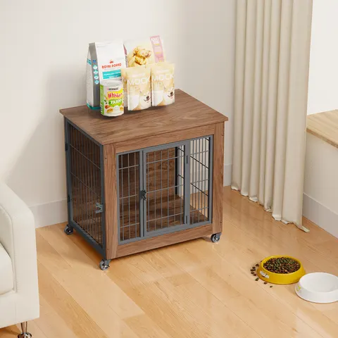 27.2 Dog Crate Furniture with Wheels for Small Dogs