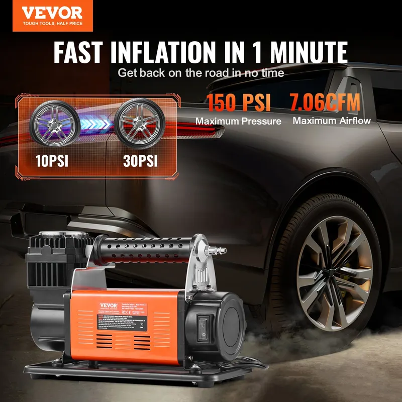 12V Heavy Duty Air Compressor — with Digital Pressure Gauge Tire — photo 2