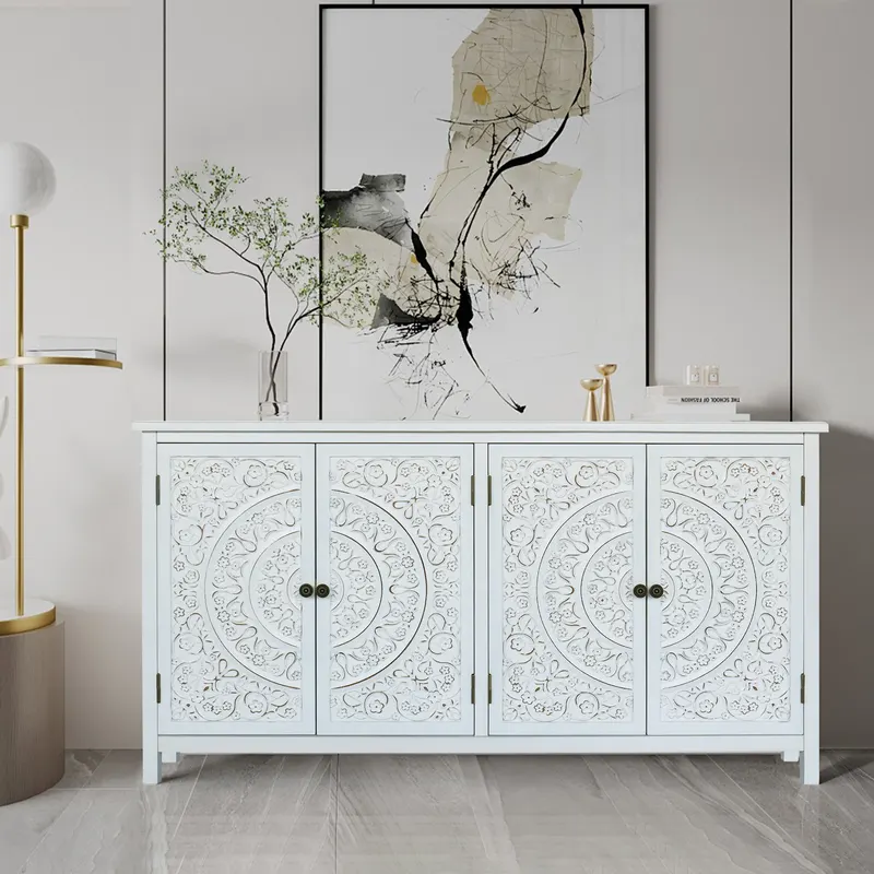 60 White Accent Cabinet with 4 Doors — photo 4