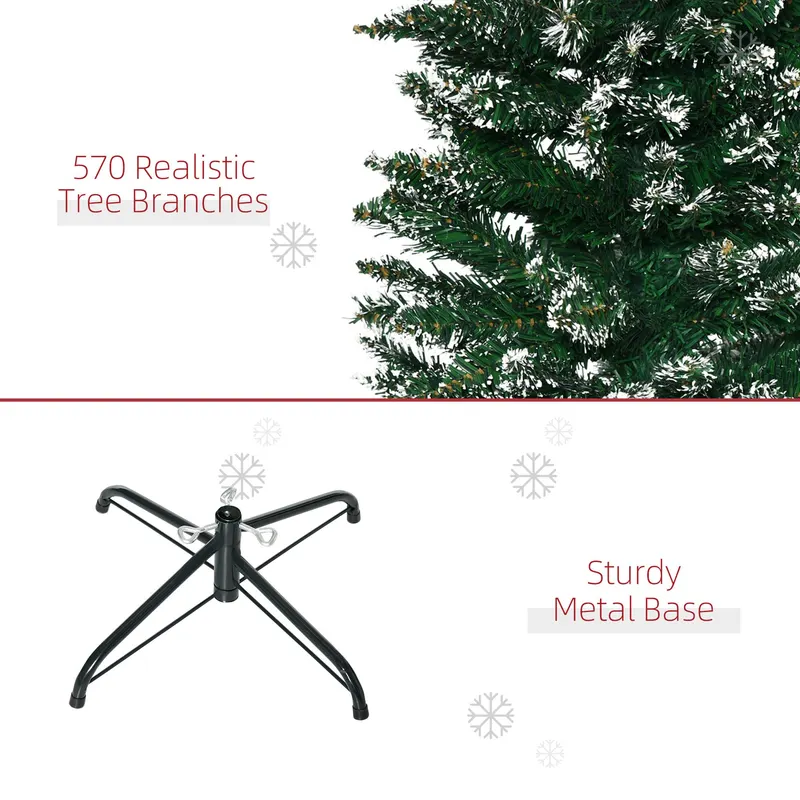 6FT Artificial Snow Dipped Christmas Tree Xmas Pencil Tree — photo 3
