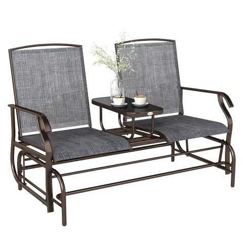 2-Seat Outdoor Glider Swing — Center Coffee Table