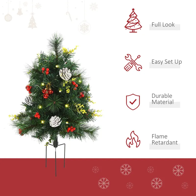 2.5ft 2 Pieces Prelit Artificial Christmas Tree with LED Light — photo 2
