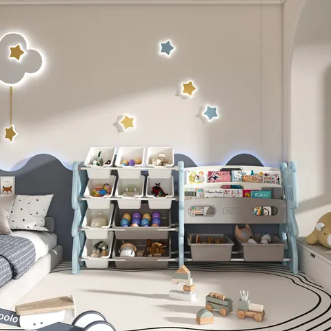 Kids Toy Storage Organizer β Toy Organizer with 2 Tier Bookshelf