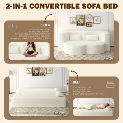 Modern Floor Sofa with 2 Pillows