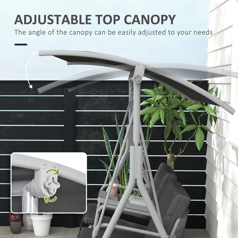 2-Seater Outdoor Porch Swing with Canopy and Table β photo 7