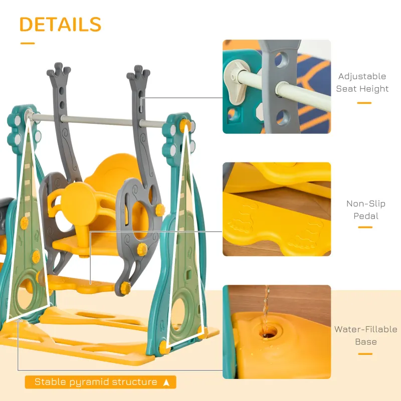 4-in-1 Kids Slide and Swing Set with Basketball Hoop β photo 6
