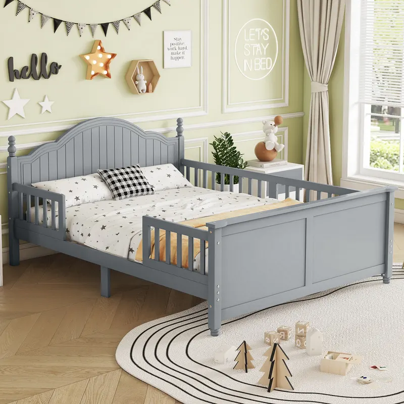Full Size Bed for Kids — Wood Full Platform Bed with Headboard